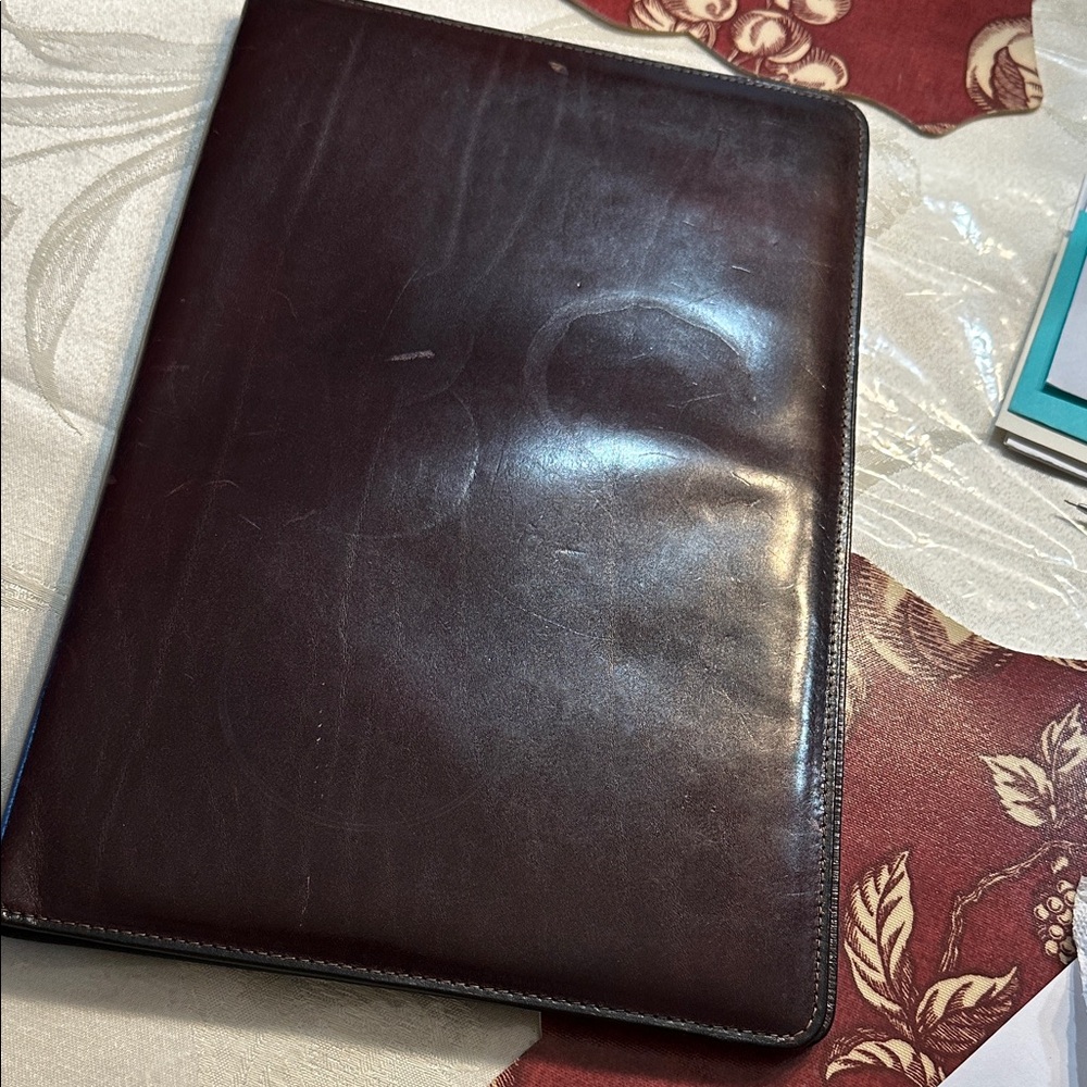 VTG By Bosch Elegant Dark Brown Leather Portfolio Made in USA Size 9 1/2 x 14”